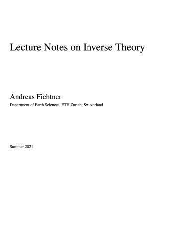Lecture Notes on Inverse Theory